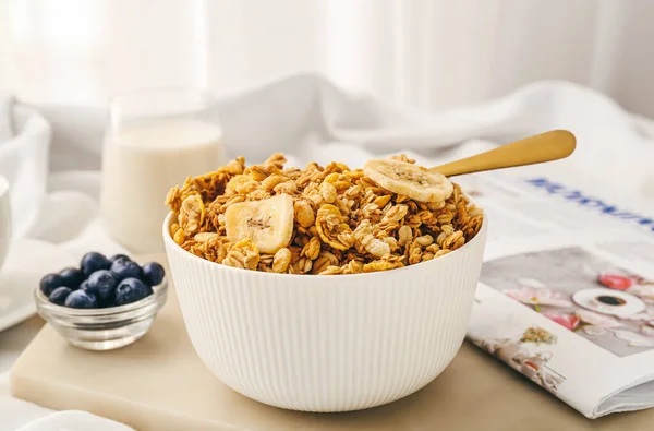 Bowl Tasty Granola Table — Stock Photo, Image