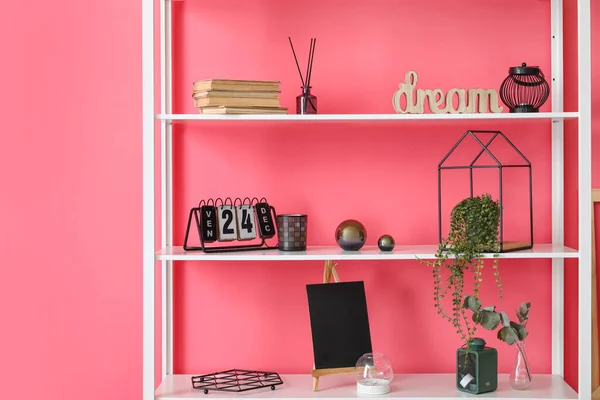 Book Shelf Decor Color Wall — Stock Photo, Image