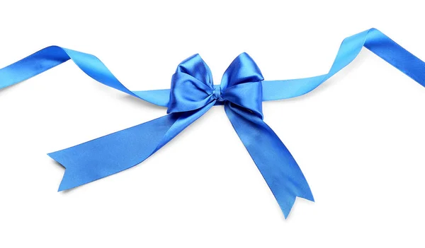 Blue Ribbon Bow White Background — Stock Photo, Image