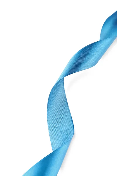 Beautiful Blue Ribbon White Background — Stock Photo, Image