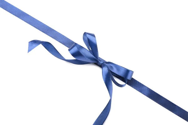 Blue Ribbon Bow White Background — Stock Photo, Image