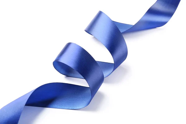 Beautiful Blue Ribbon White Background — Stock Photo, Image
