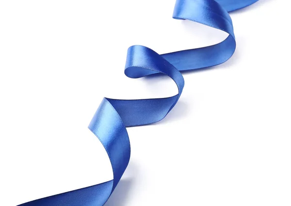 Beautiful Blue Ribbon White Background — Stock Photo, Image