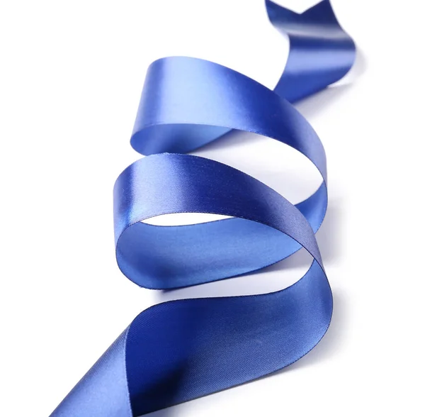 Beautiful Blue Ribbon White Background — Stock Photo, Image