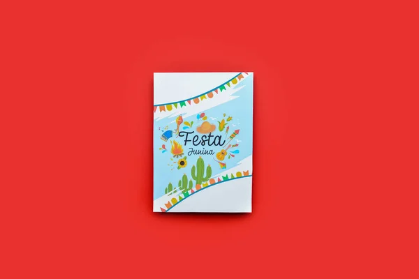 Greeting Card Festa Junina June Festival Color Background — Stock Photo, Image