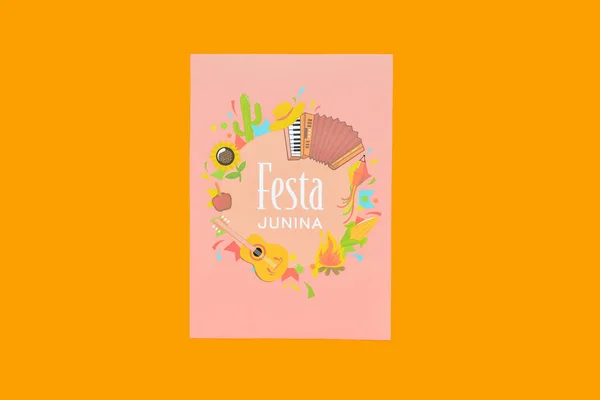 Greeting Card Festa Junina June Festival Color Background — Stock Photo, Image