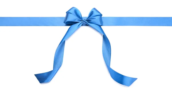 Blue Ribbon Bow White Background — Stock Photo, Image