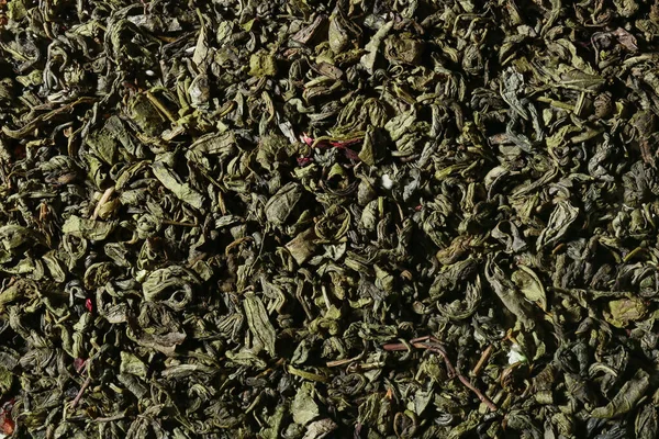 Arkaplan Olarak Kuru Yeşil Çay Yaprakları Yakın Plan — Stok fotoğraf
