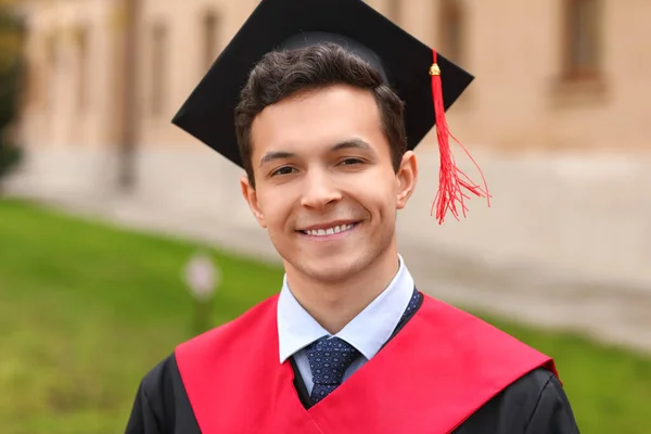 Portrait Male Graduating Student Outdoors — Stock Photo, Image