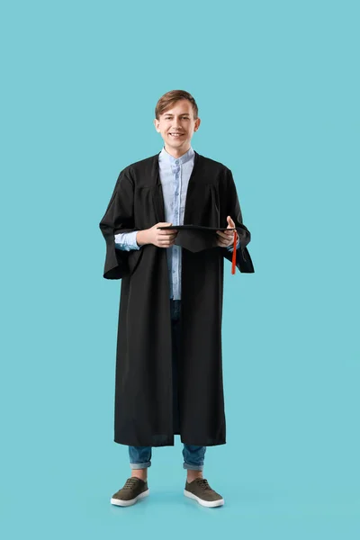 Male Graduating Student Color Background — Stock Photo, Image