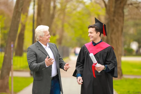 Happy Young Man His Father Graduation Day — Stock Photo, Image