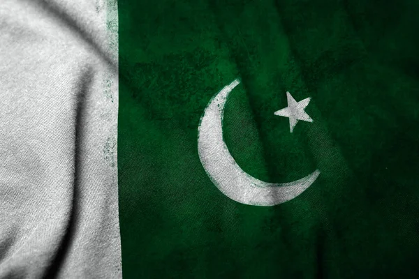 Pakistans Flagga Ritad Tyg — Stockfoto