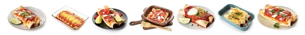 Tasty Cooked Enchilada White Background — Stock Photo, Image