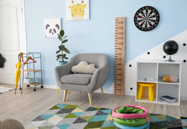 Stylish Interior Modern Children Room Wooden Stadiometer — 스톡 사진