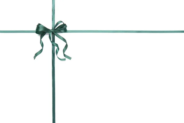 Beautiful Green Ribbons Bow White Background — Stock Photo, Image