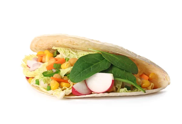 Tasty Vegetarian Taco White Background — Stock Photo, Image