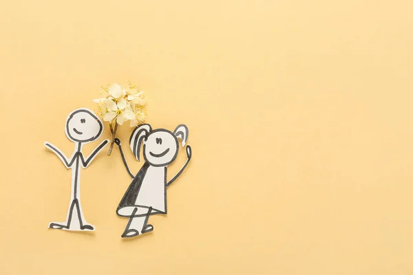 Beautiful Blooming Branch Drawn Couple Color Background — Stock Photo, Image