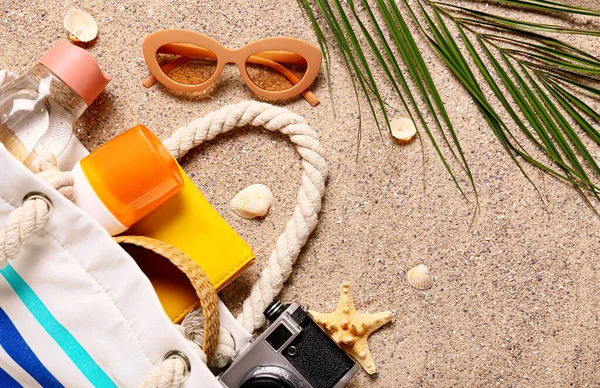 Bag Beach Accessories Sand — Stock Photo, Image