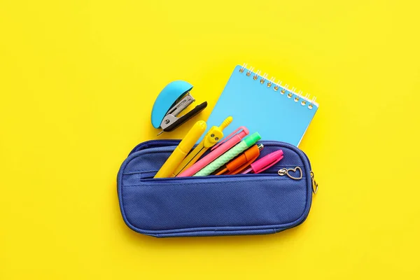 Pencil Case Stationery Color Background — Stock Photo, Image