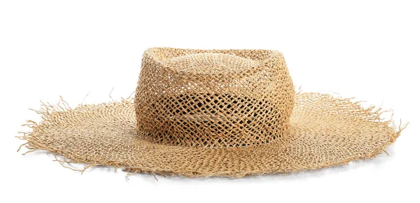 白色背景的时髦夏帽 — 图库照片