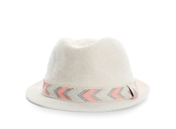 Elegante Sombrero Verano Sobre Fondo Blanco —  Fotos de Stock