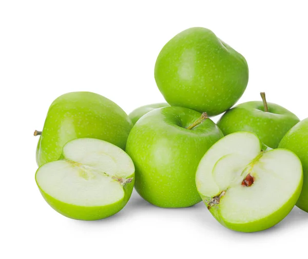 Verse Groene Appels Witte Achtergrond — Stockfoto