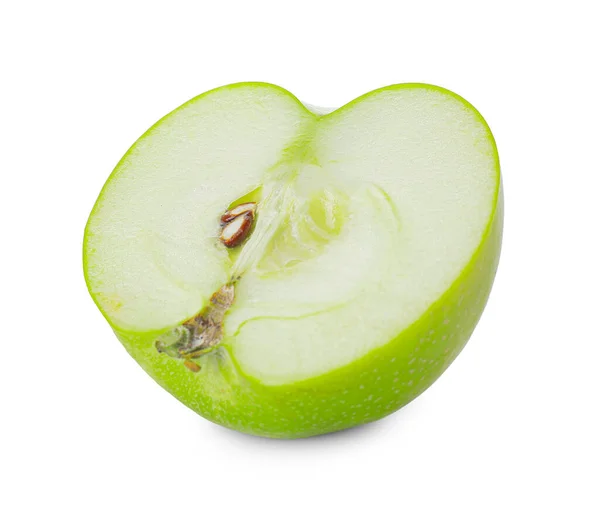 Half Fresh Green Apple White Background — Stock Photo, Image