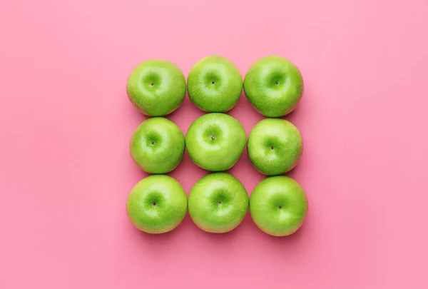 Fresh Green Apples Color Background — Stock Photo, Image