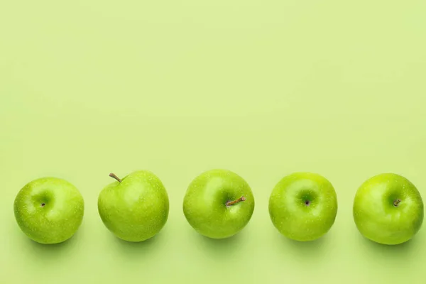 Fresh Green Apples Color Background — Stock Photo, Image