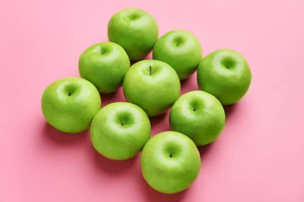 Fresh Green Apples Color Background — Stock Photo, Image