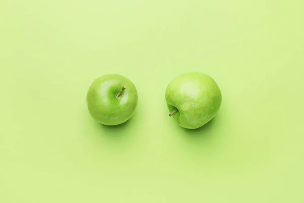 Fresh Green Apples Color Background — Stock Photo, Image