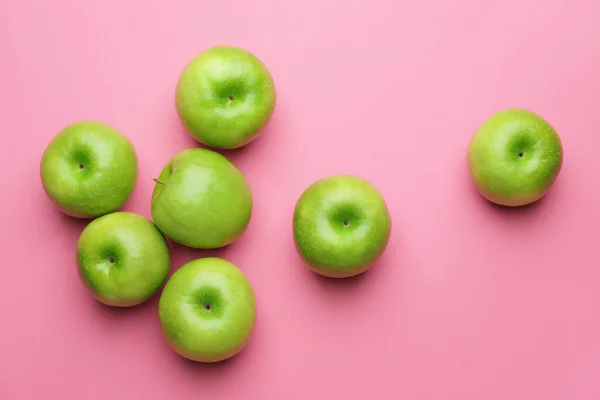 Fresh Green Apples Color Background — Stock Photo, Image