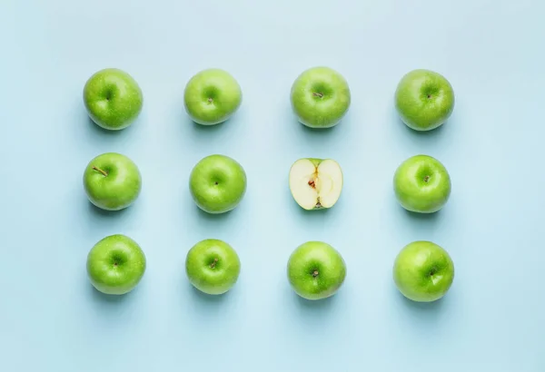 Fresh Green Apples Piece Color Background — Stock Photo, Image