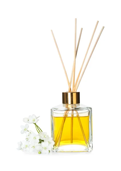 Floral Reed Diffuser Witte Achtergrond — Stockfoto