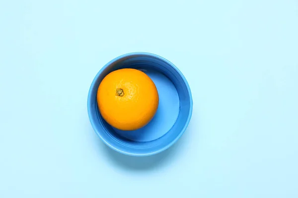 Bowl Fresh Juicy Orange Color Background — Stock Photo, Image