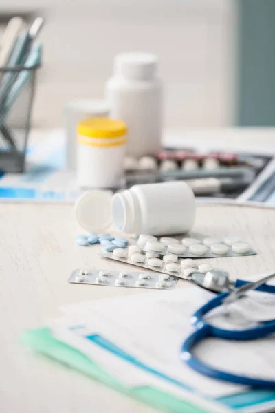 Different Pills Table Closeup — Stock Photo, Image