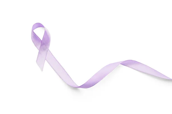 Lilacband Vit Bakgrund Begreppet Cancermedvetenhet — Stockfoto