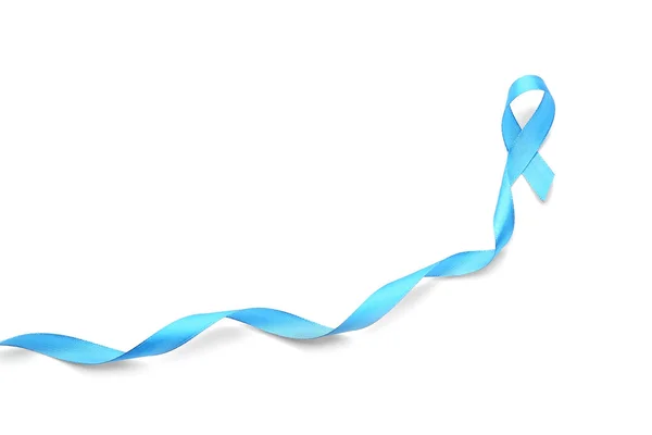 Light Blue Ribbon White Background Prostate Cancer Concept — Stock Photo, Image