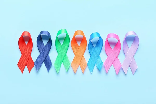 Different Awareness Ribbons Color Background — Stock Photo, Image