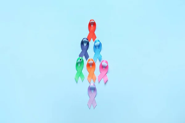 Different Awareness Ribbons Color Background — Stock Photo, Image