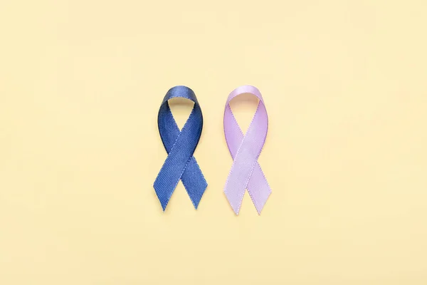 Lilac Och Blå Band Färg Bakgrund Begreppet Cancermedvetenhet — Stockfoto