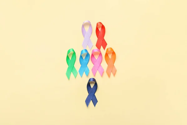 Different Awareness Ribbons Color Background — Stock Photo, Image