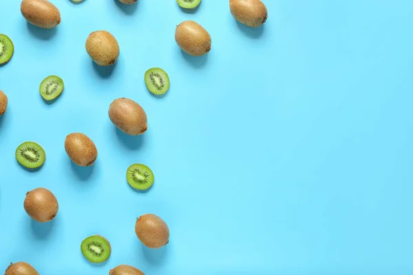 Many Ripe Kiwi Color Background — Stock Photo, Image