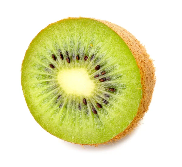 Snijd Rijpe Kiwi Witte Achtergrond — Stockfoto