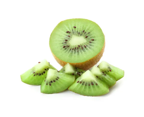 Potong Kiwi Matang Pada Latar Belakang Putih — Stok Foto