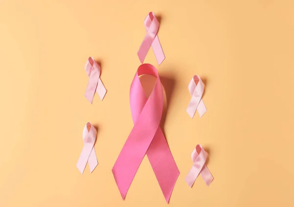 Pink Ribbons Color Background Breast Cancer Concept — Stock Photo, Image