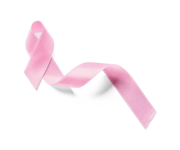 Pink Ribbon White Background Breast Cancer Concept — Stock Photo, Image