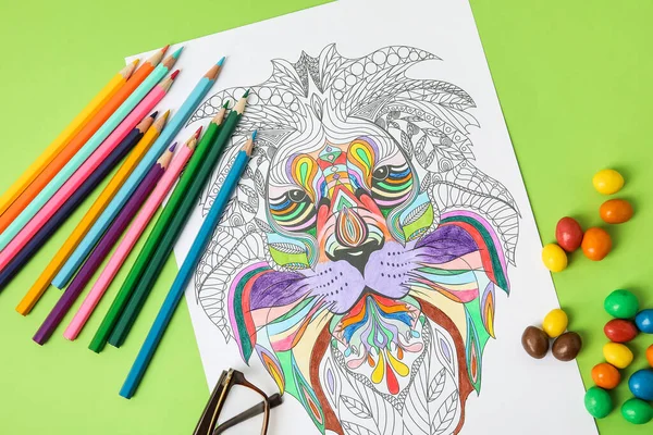 Composition Coloring Picture Table — Stock Photo, Image