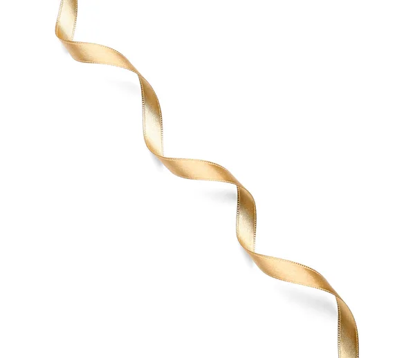 Beautiful Golden Ribbon White Background — Stock Photo, Image