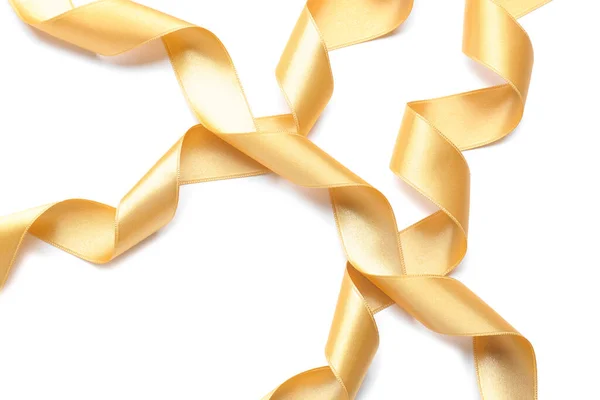 Beautiful Golden Ribbons White Background — Stock Photo, Image